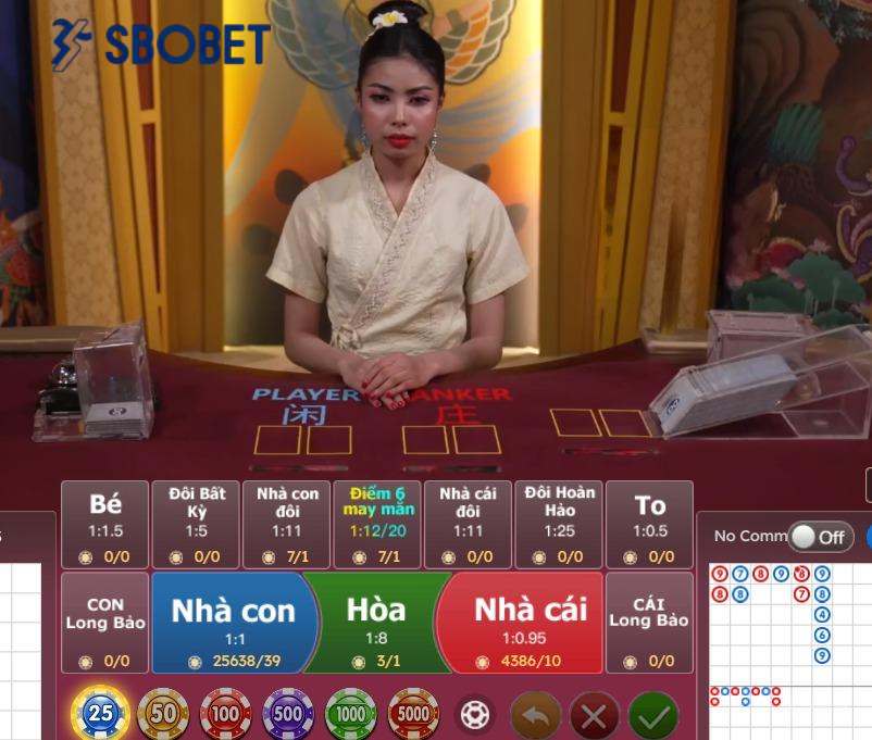 Tỷ lệ cược của Super Six Baccarat lên tới 20x.