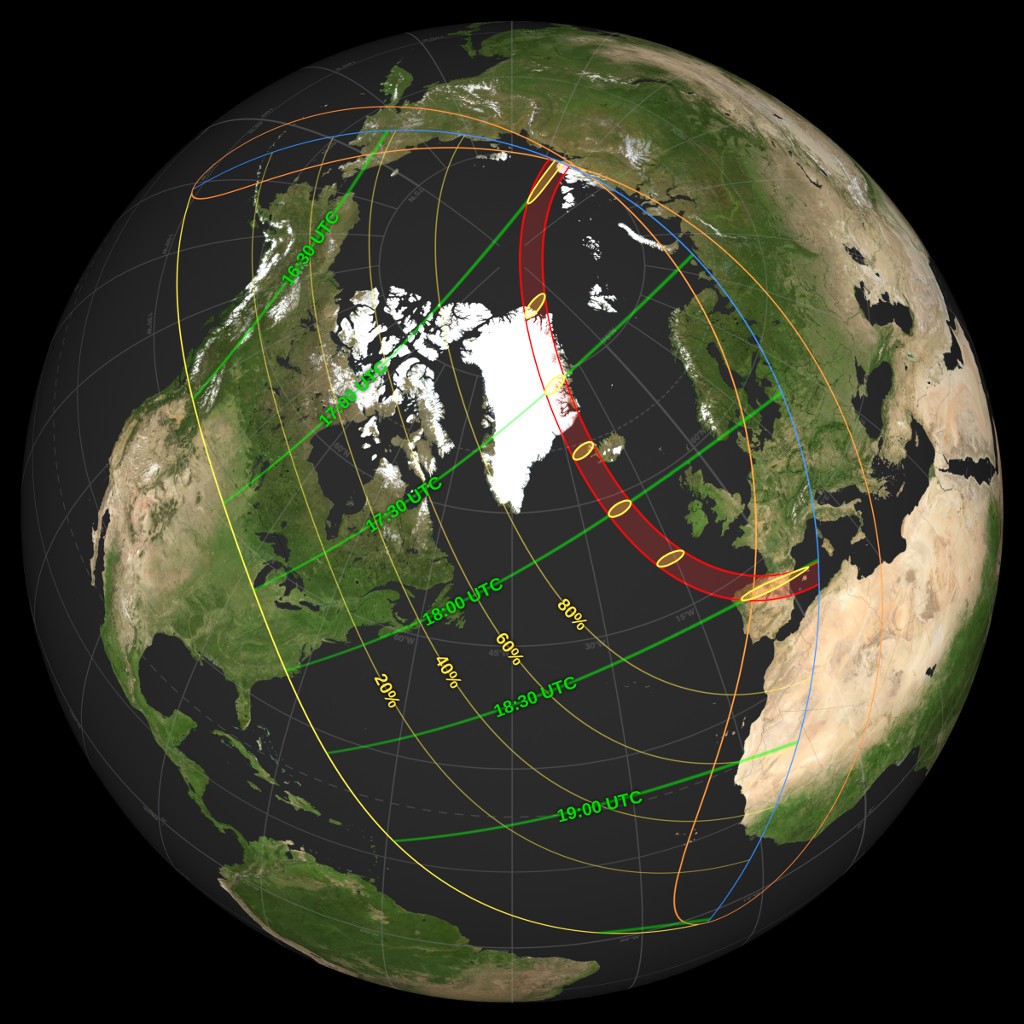 Map showing the path of the August 12, 2026 total solar eclipse